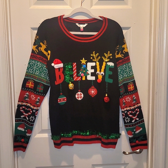 Christmas Sweater with Hanging Bells Holiday Party Festive Sweater - Picture 1 of 17